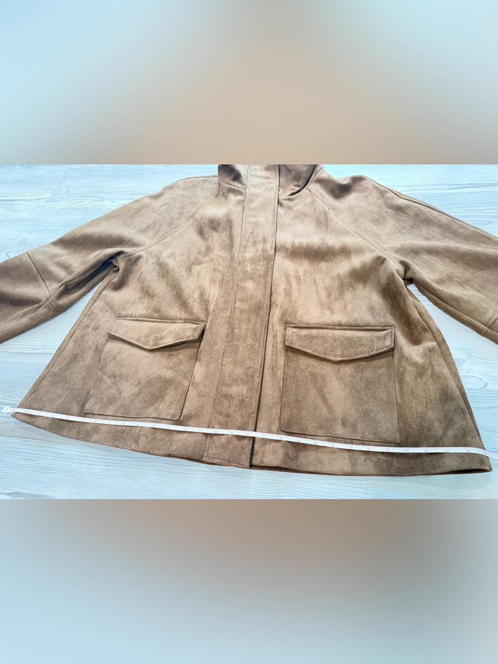 BNWT ZARA FAUX SUEDE JACKET, Gorgeous Brown / gold zip & snap buttons- Medium - Picture 13 of 17